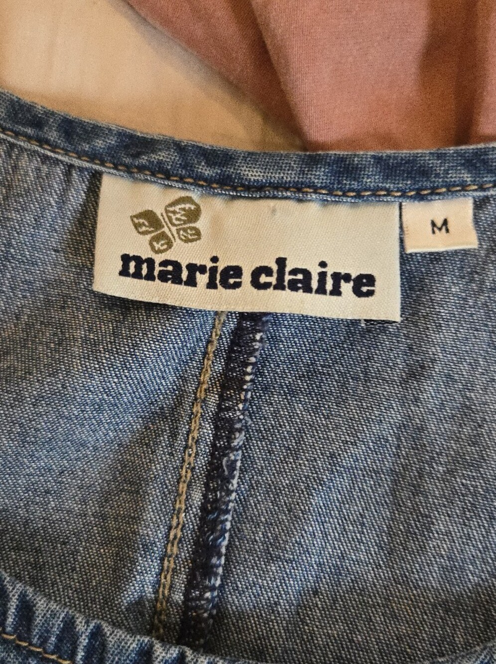 Marie Claire | Embroidered Denim Shift Dress, Size M - Picture 4 of 8